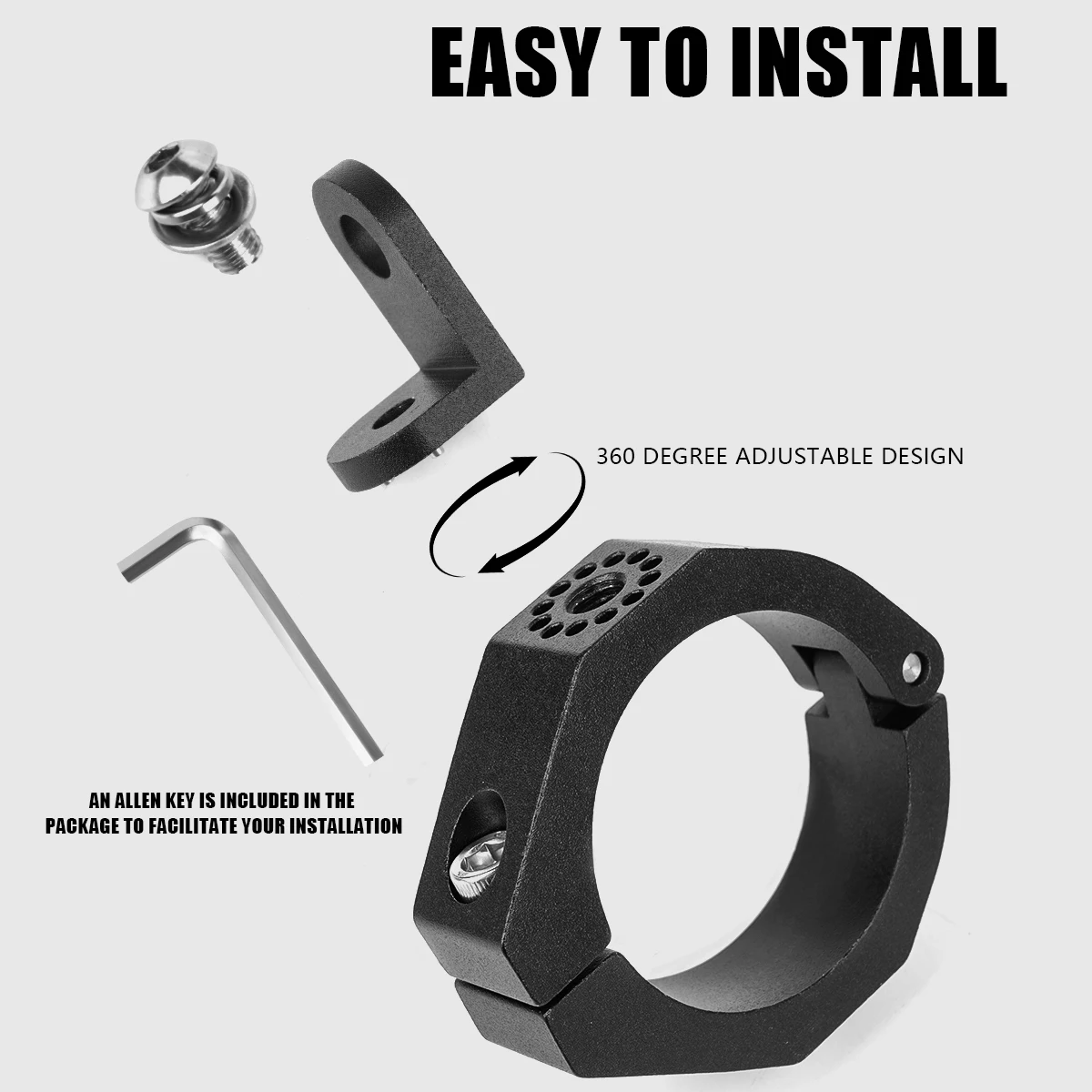 UTV ATV Whip Light Flag Mount Bracket Support Stent for 1.5"/1.65"/1.75"/1.85"/2" Roll Bar Motorcycle Headlight Fog Light Mount