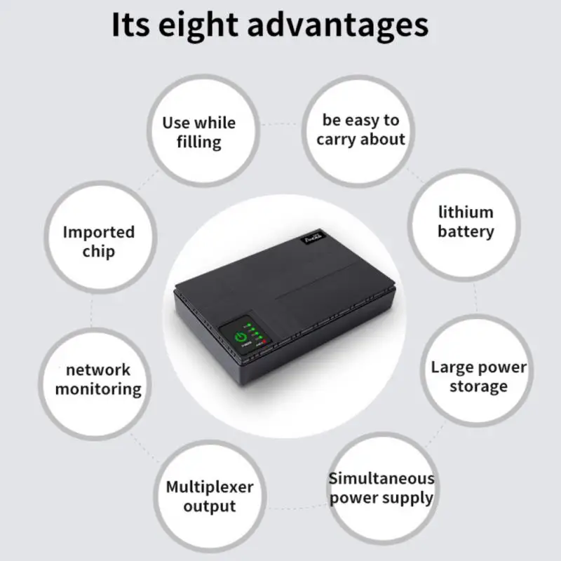 

5V 12V 24V 1036P DC Uninterruptible Power Supply UPS Router Built-in Adapter 8800mah 10400mah Standby Power Supply