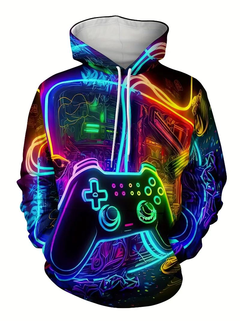 

Fashionable Men's Hoodie Dazzling Technology Sense Handle 3d Printed Pattern Men's Street Cool Hoodie