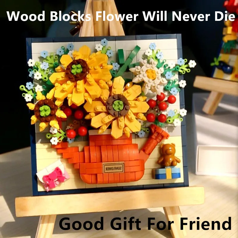 

Romantic Rose Flowers Bouquet Building Blocks Compatible Valentine's Day Flower Gift For Girlfriend Toys Love Beautiful Place