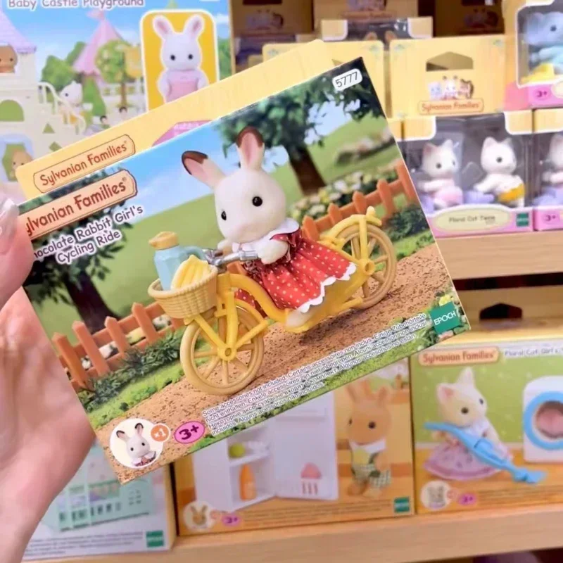 Sylvanian Families Children's Room Set Kitchen Furniture Bicycle Anime Figrues Flocking Toys Gifts Room Decora