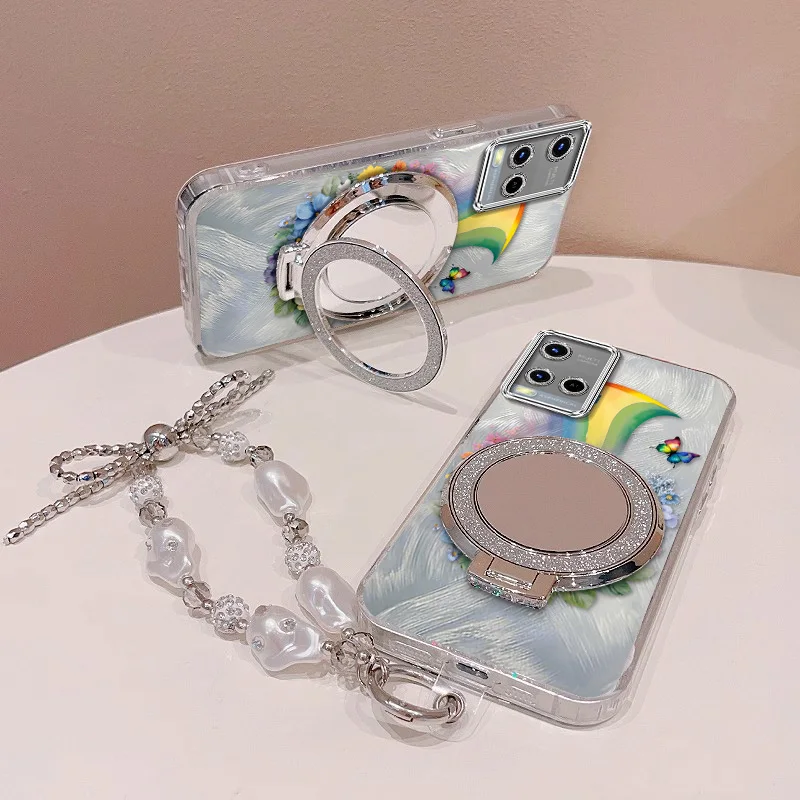 3-Piece Beautiful Rainbow Phone Case Set with Lanyard & Stand