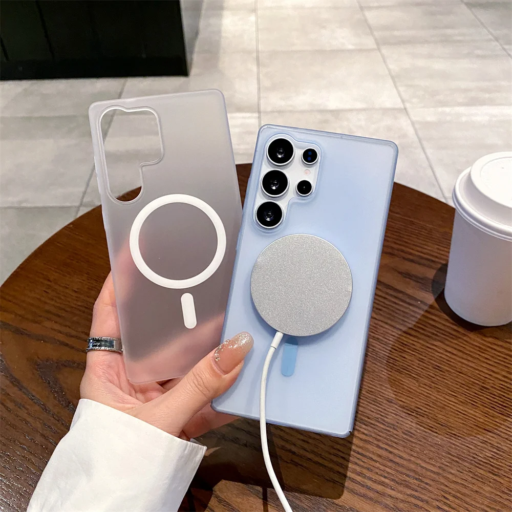Ultrathin Clear Magnetic Case with Matte Finish and Wireless Charging Capability