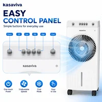 Ventilateur évaporatif à faible consommation d'énergie 60W, 3 vitesses de ventilation, fonction de refroidissement, portable, sur roulettes, pour usage domestique quotidien en intérieur 2