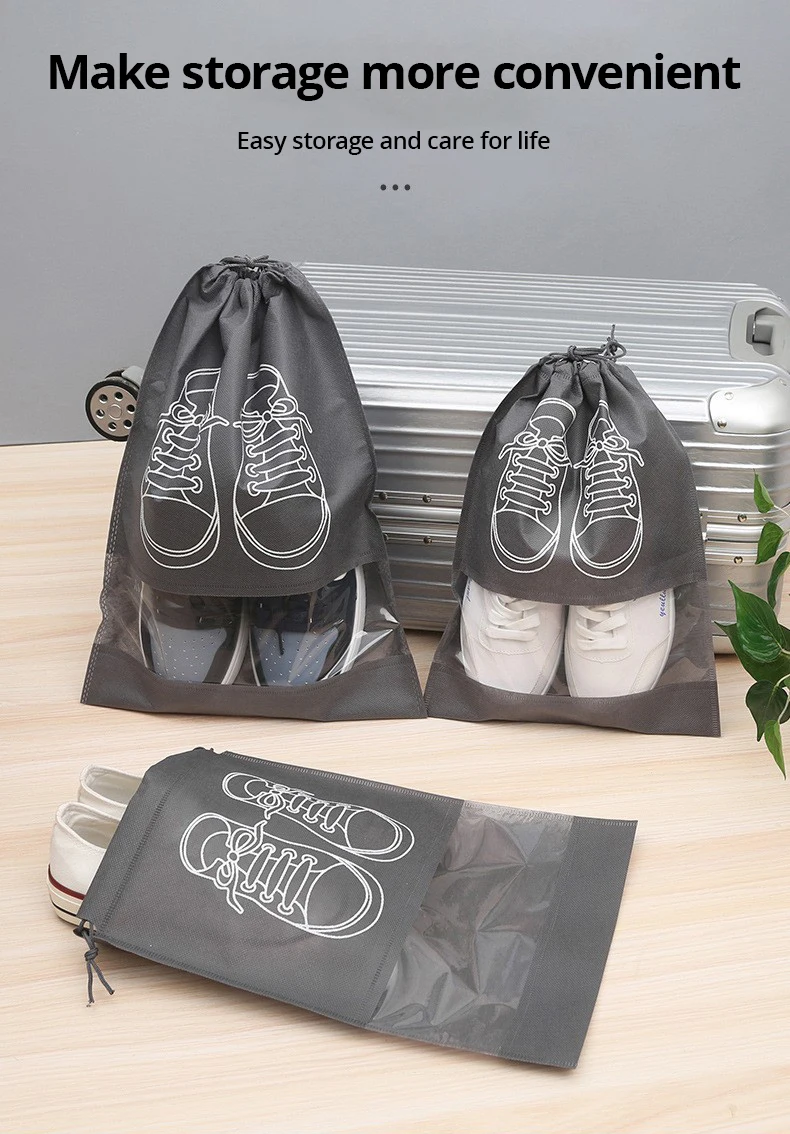5 teile/satz Schuh Lagerung Tasche Mit Verdickt Vlies Stoff Strap Mund Große Kapazität Reise Wasserdichte Schuh Tasche Feuchtigkeitsbeständig – Detail 2