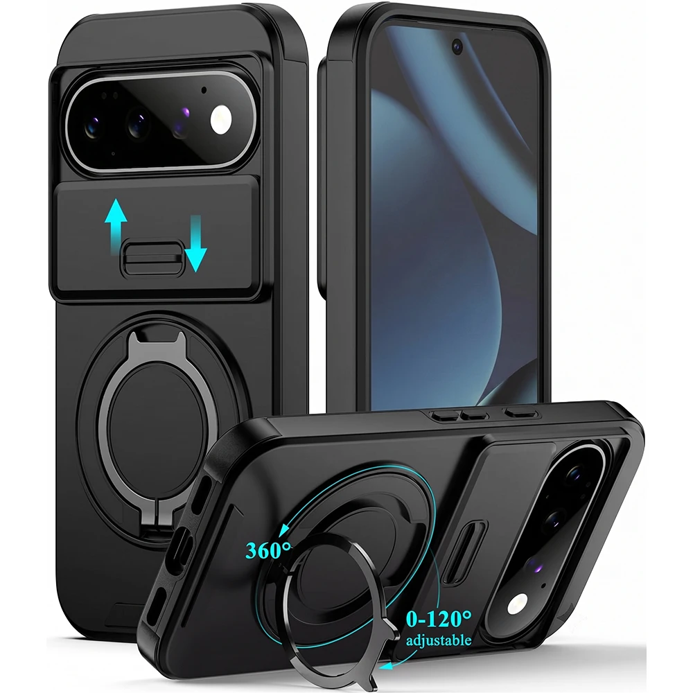 Matte Black Anti-Shock Protective Case with Slide Camera Protection