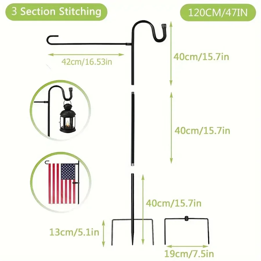 Courtyard Garden Flag Holder 1 upgraded with windproof clip with hook shepherd's hook