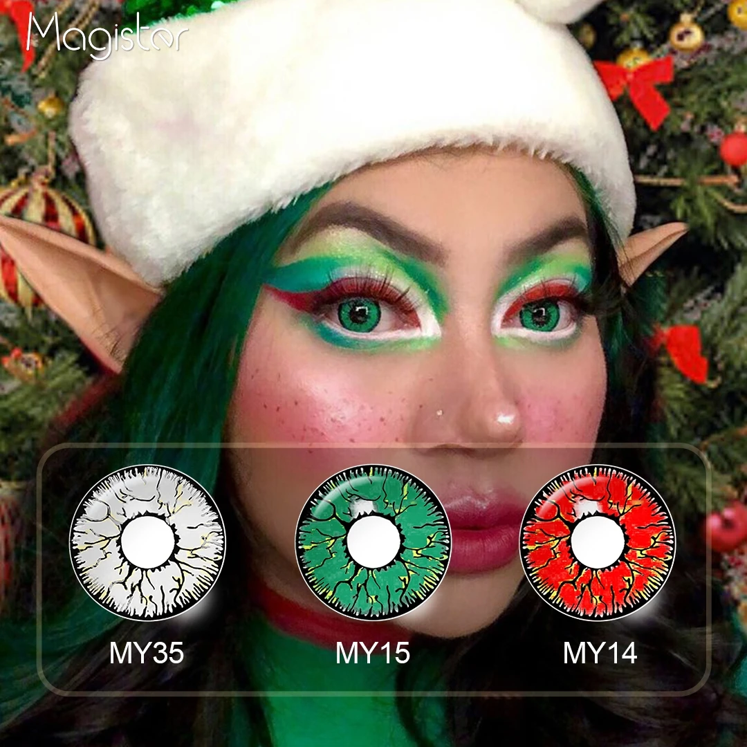 

Cosplay Color Contact Lenses Halloween Mesh Series vampire Red White Colored Lenses For Eyes Anime zombie White Mesh Lenses