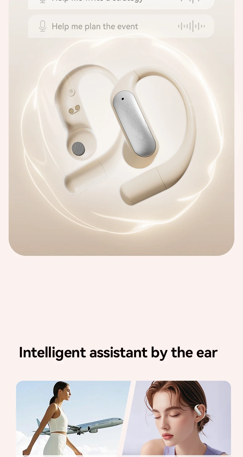 Bluetooth headphones OWS - Open-wired wireless waterproof over-ear type with ext