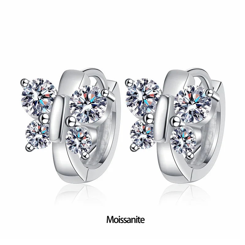1,6 ct d Farbe Moissan ite Schmetterling Creolen Frauen Mädchen Sterling Silber Mosan Diamant Huggie Ohrringe Pass Tester gra – Detail 6