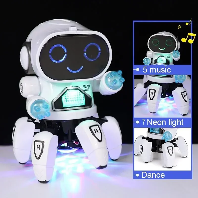 Dance Music 6 Claws Robot Octopus Spider Robots Vehicle Birthday Gift Toys for Children Kids Early Education Baby Toy Boys Girls 2