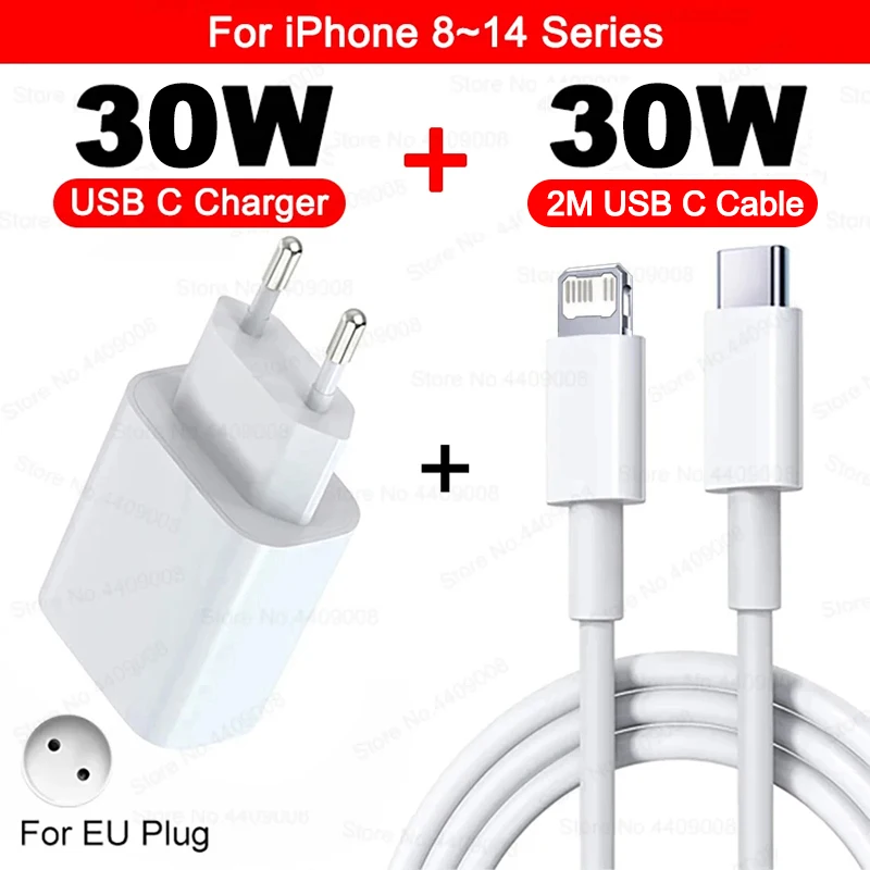 ตัวเลือกสินค้า อะแดปเตอร์ชาร์จเร็ว PD 30W พร้อมสาย USB-C สำหรับ iPhone 11-17 Pro Max