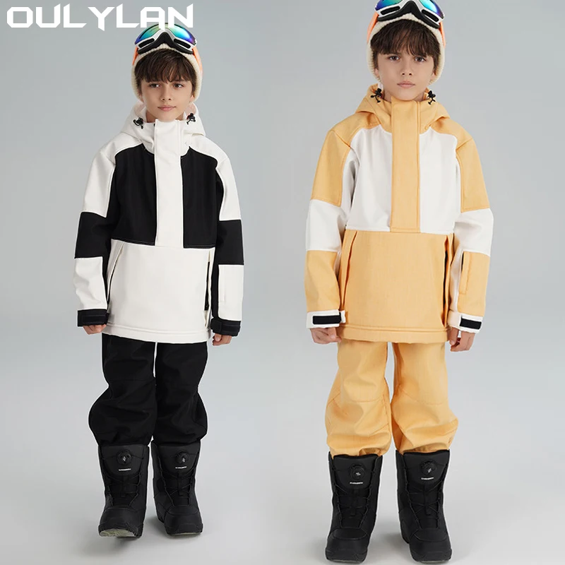 

Oulylan Children Ski Suit Thickened Proof Boys and Girls Professional Ski Top Coat Kid Ski Suit Outfit Children Snow Clothe