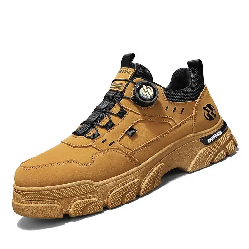 Low-top Mens Casual Shoes Quality Men Boots Rotating Button Men Leather Casual Shoes Trend Work Footwear 2024 New Erkek Ayakkabı 5