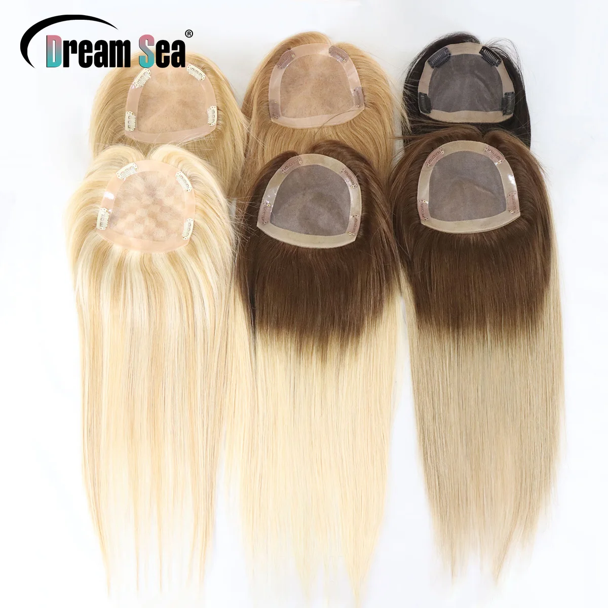

16Inch Blonde Human Hair Toupee Mono Base PU Around With Clip European Virgin Hair For Women Straight 5x5 Inch Hair Toppers