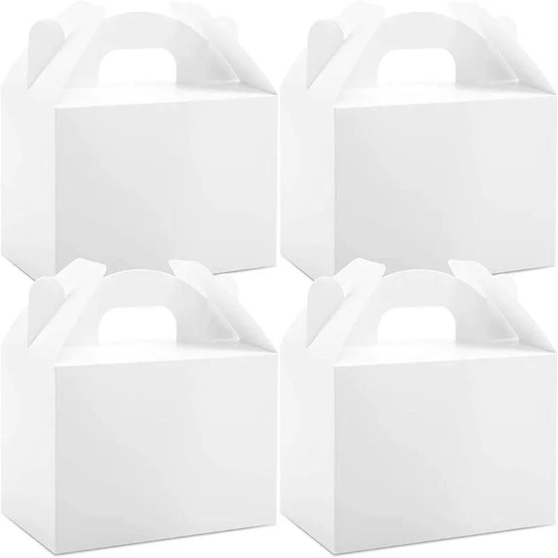 

20Pcs Party Favor Boxes Gable Candy Treat Boxes,Small Kraft Paper Gift Boxes for Wedding Birthday Party Brown White
