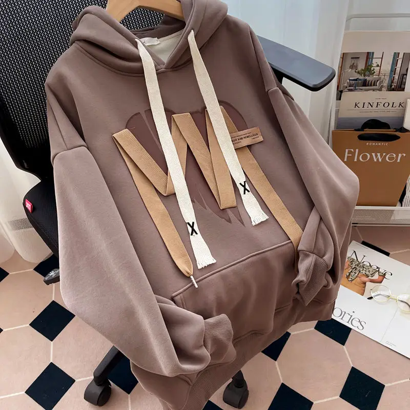 Pullover Hoodies Casual Fashion Printed Loose Design Long-Sleeved Party Design Tops Korean Vintage Top