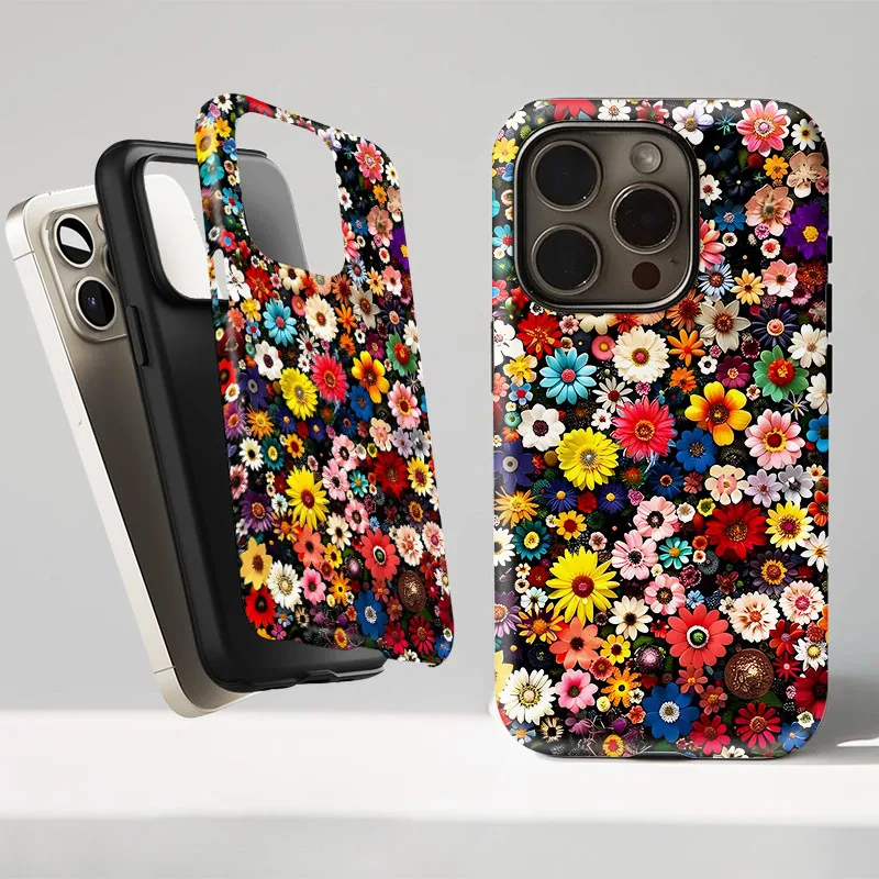 Colorful Floral Case with 2-in-1 Film Shell