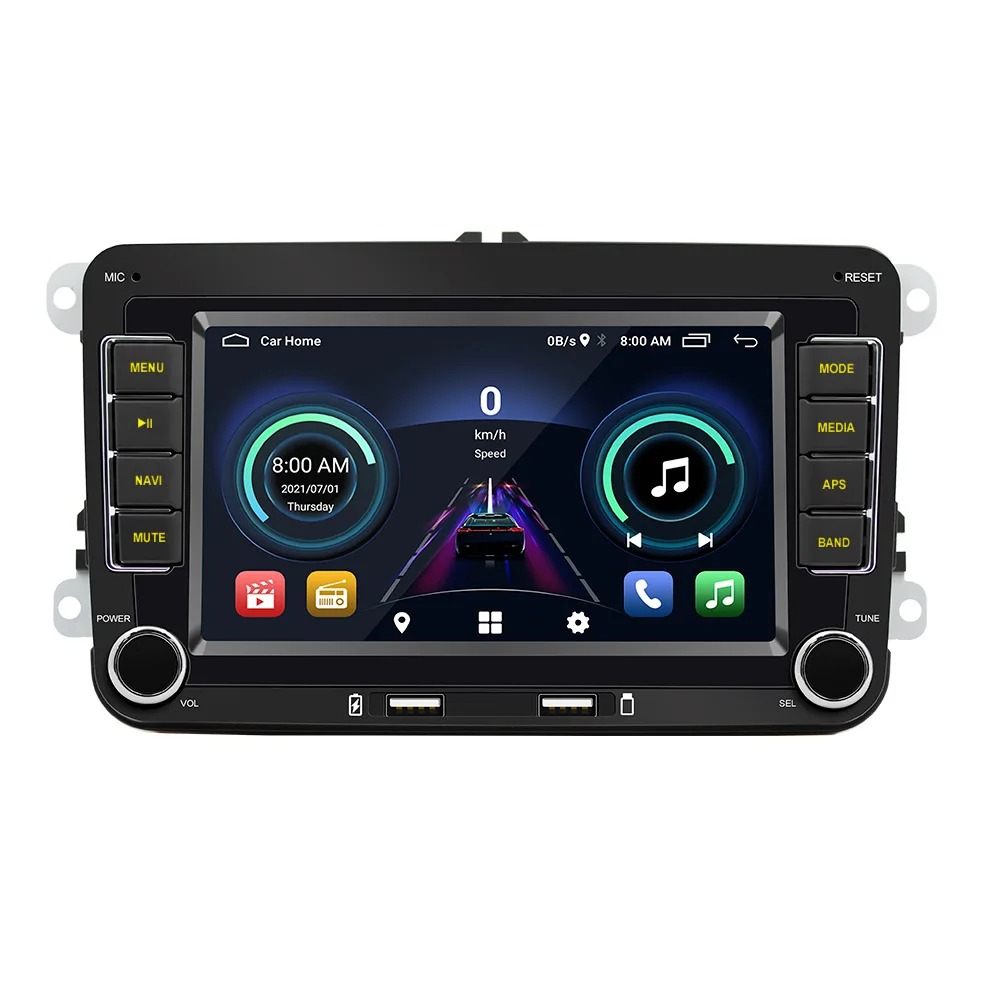 

7" Vehicle GPS Android 10.1 navigation reverse camera For Volkswagen multimedia 2AUSB charging colorful key light WIFI Bluetooth