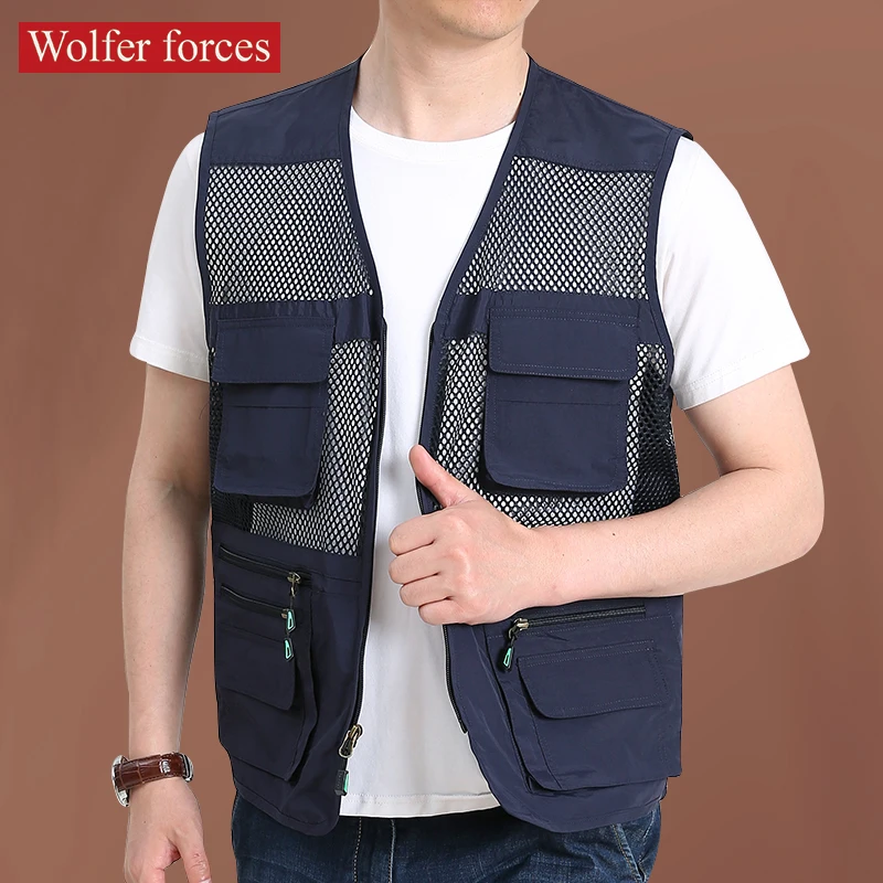 Photograph Vest Reporter Clothing Men Military Fishing Sports Elegant Tools Pocket Fashionable Unloading Mesh Designer shining silver sequins tied fashion design mesh trim bodysuit party photograph nightclub bar singing stage performance costume