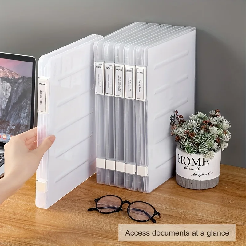 1pc A4 File Storage Box Waterproof Dustproof Document Data Box Transparent Double Snap Plastic File storage box
