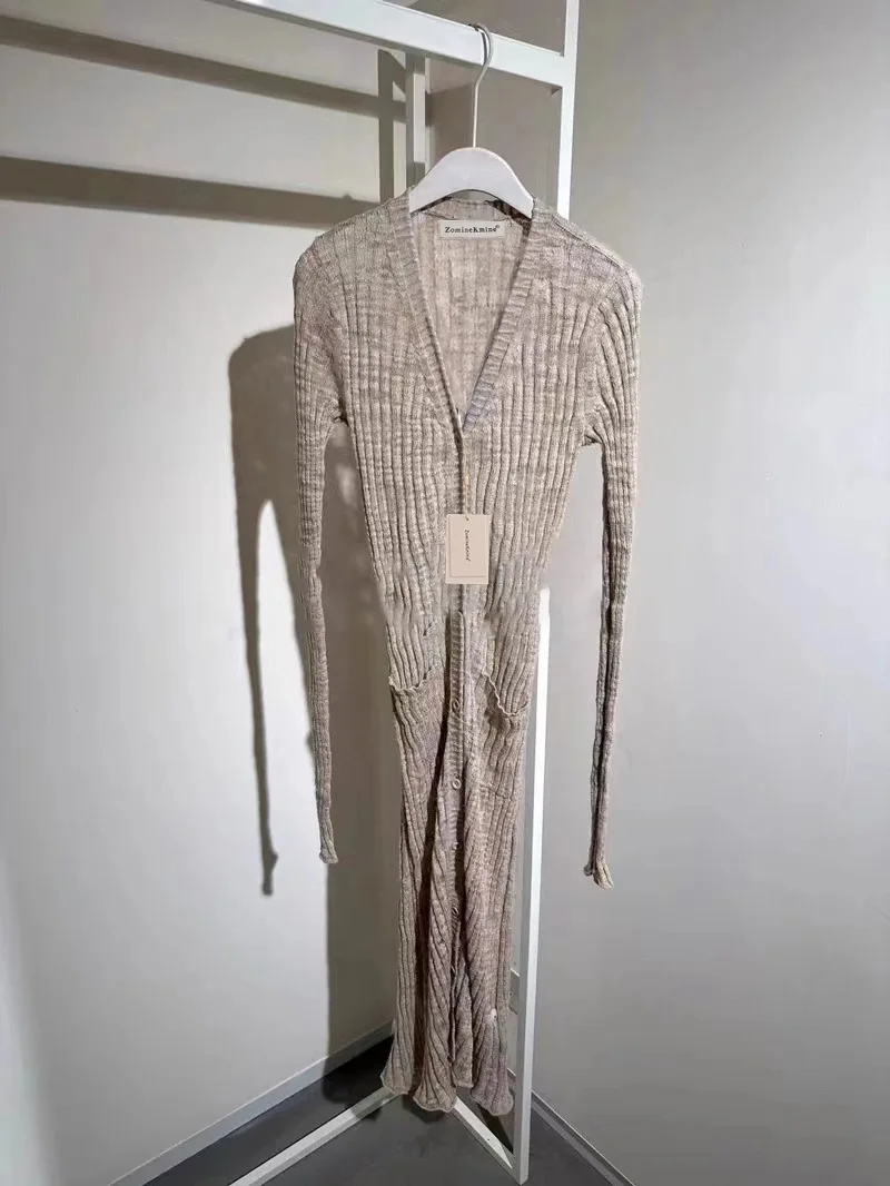 

Niche 2023 autumn and winter new long knitted cardigan top slimming coat sweater woman