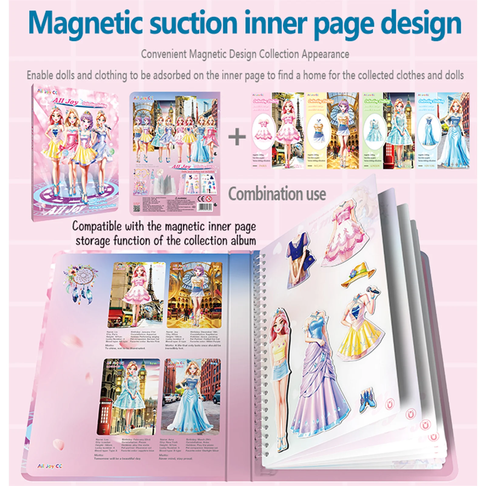 Magnetic Dress Up Stickers Toy Cartoon Clothes Changing Magnetic Stickers Paper Doll Toys for Kids Girls Birthday Christmas