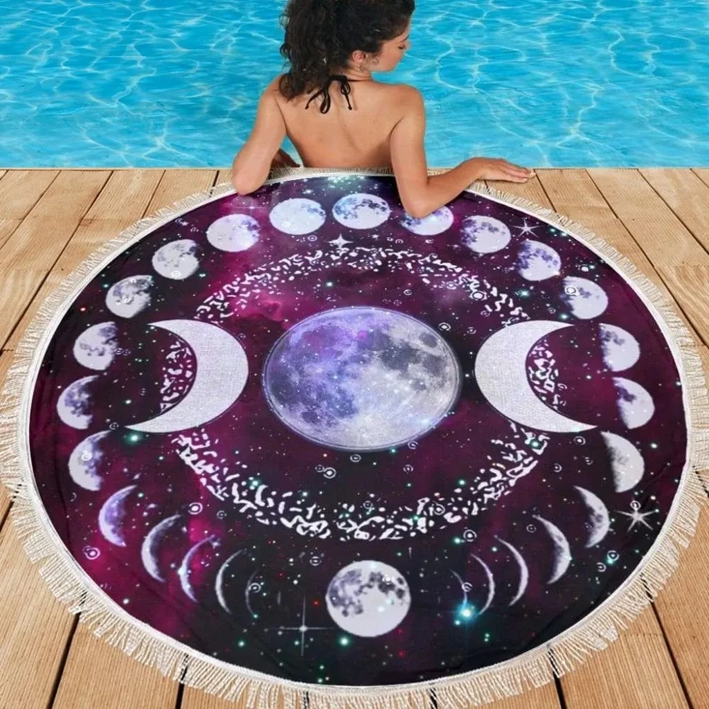 

Wicca Celtic Newest Summer Beach Towel Shawl Fast Drying Swimming Gym Camping Big Round BlanketTowel Yoga 3D All Over Printed -1