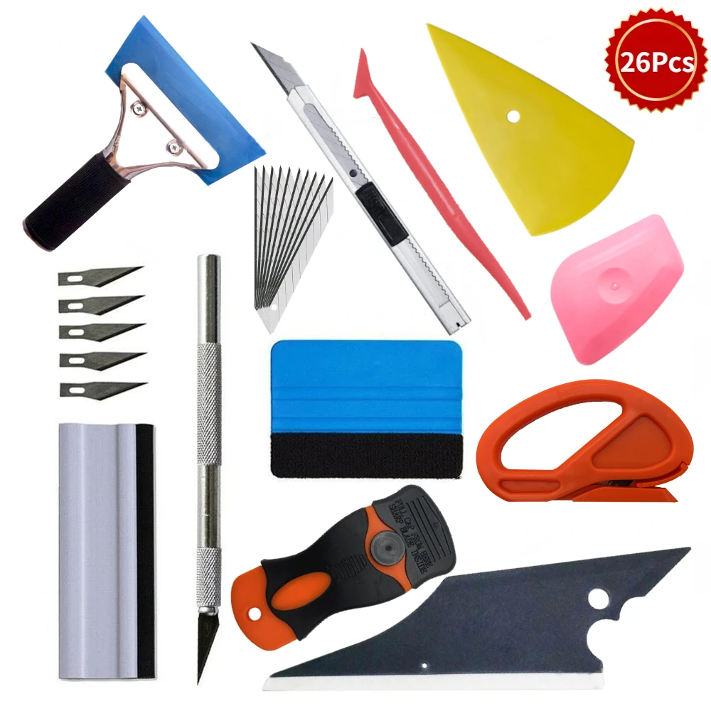 Car Vinyl Tint Film Installation Tool Kit Vinyl Wrap Application Tool Kit Professional Window Tint Tools Car Scraper With Felt