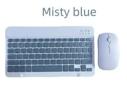Bluetooth Rechargeable Wireless 10 - Inch Keyboard & Mouse Set Combo with 78 Keys (Misty Blue)