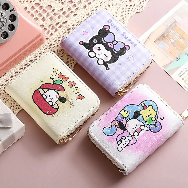 

Милый мультяшный кошелек Sanrio с рисунком, многофункциональный держатель для карт на молнии, монета, нулевой кошелек, праздничный подарок