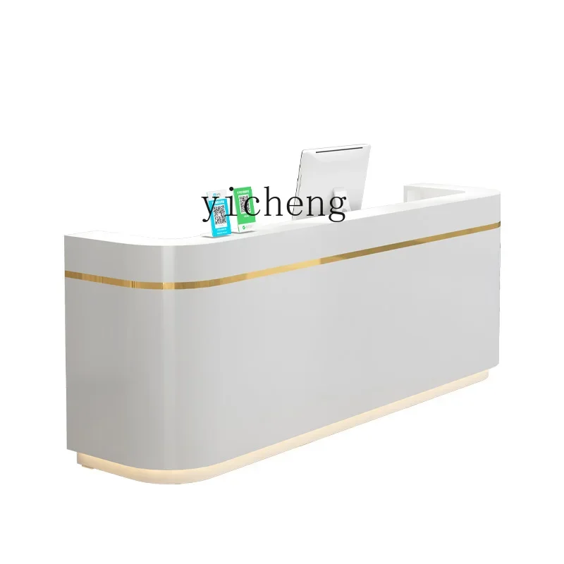 

XL Imitation Marble Bar Beauty Salon Curved Cashier Company Front Desk Reception Table