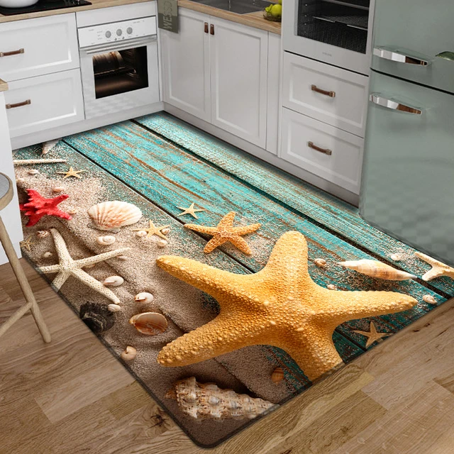 Tappetino 3D tappeti cucina spiaggia onde Runner tappeto cucina lavabile  antiscivolo soggiorno tappeto marino tappetino da