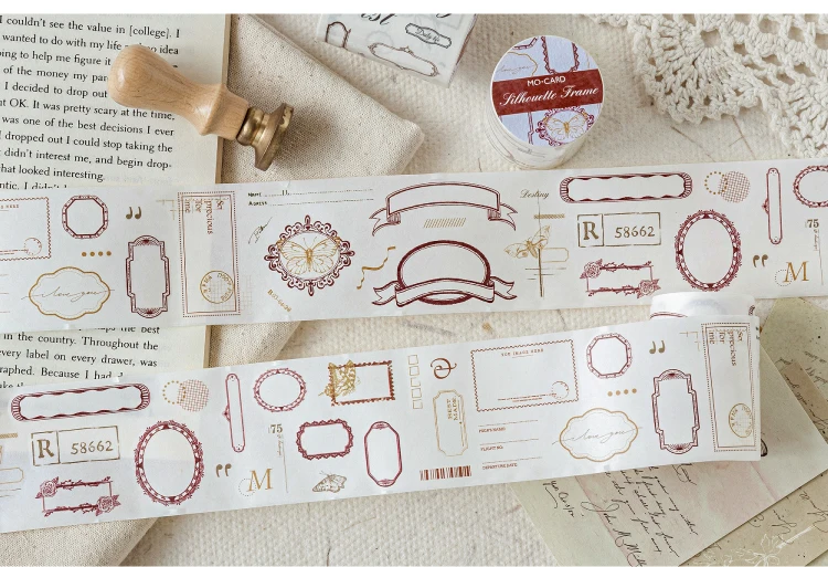 50mm*2m Vintage Geometrische Rahmen Washi Dekor Bänder DIY Scrapbooking Dekor Junk Journal Label Schreibwaren Handwerk Aufkleber – Detail 10