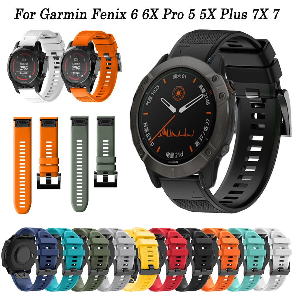 

20/22/26mm Silicone Strap For Garmin Fenix 5S 5 5X Plus 6S 6 6X Pro 7X 7 7S 3HR 935 945 Easyfit Smart Wristband Band Correa Belt