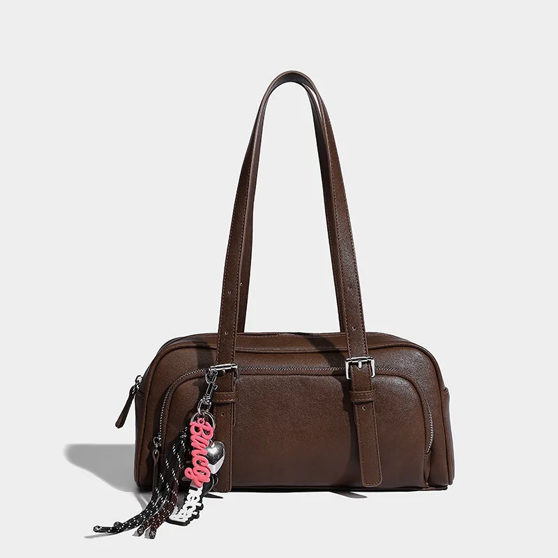Bolso de hombro portátil de gran capacidad, versátil, estilo retro, de alta gama, para el otoño y el invierno de 2024
