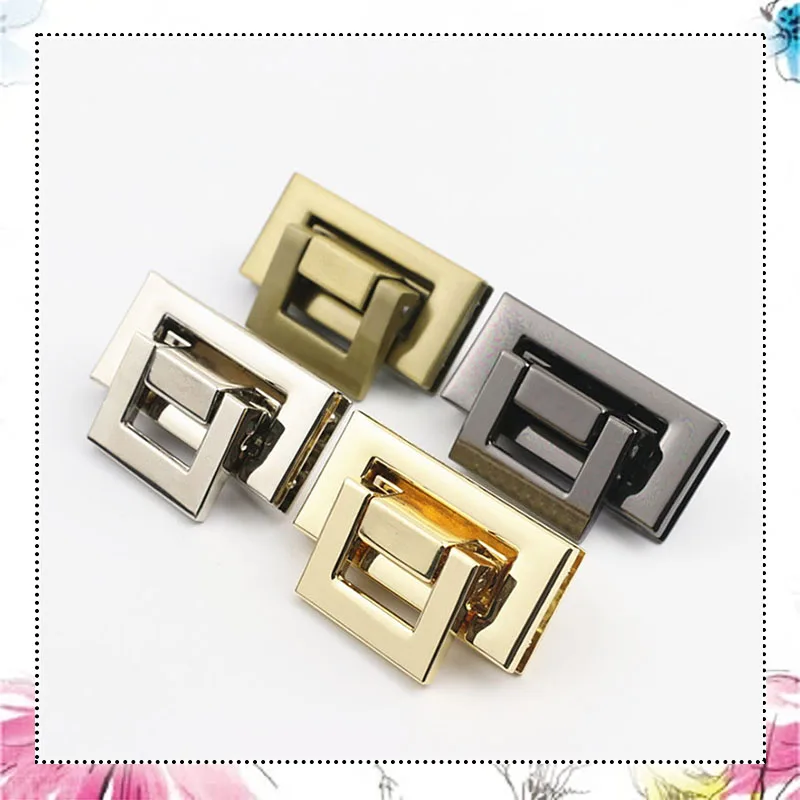

2Pcs 45x20mm Rectangle Metal Twist Turn Lock Buckles Bag Handbag Purse Closure Decor Clasp DIY Replacement Hardware Accessories