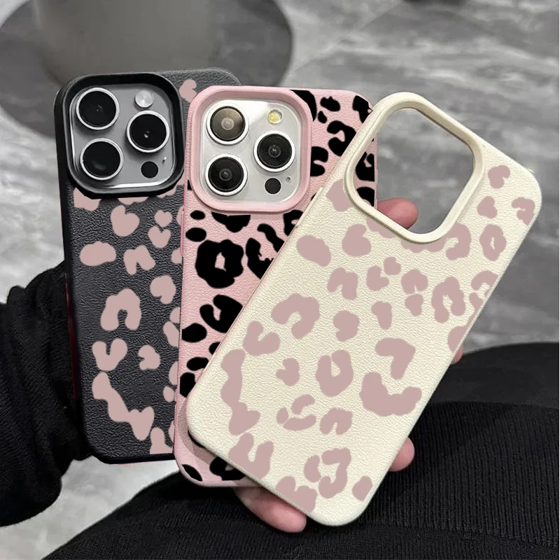 Luxury Cute PU Leather Leopard Print Phone Case Cover