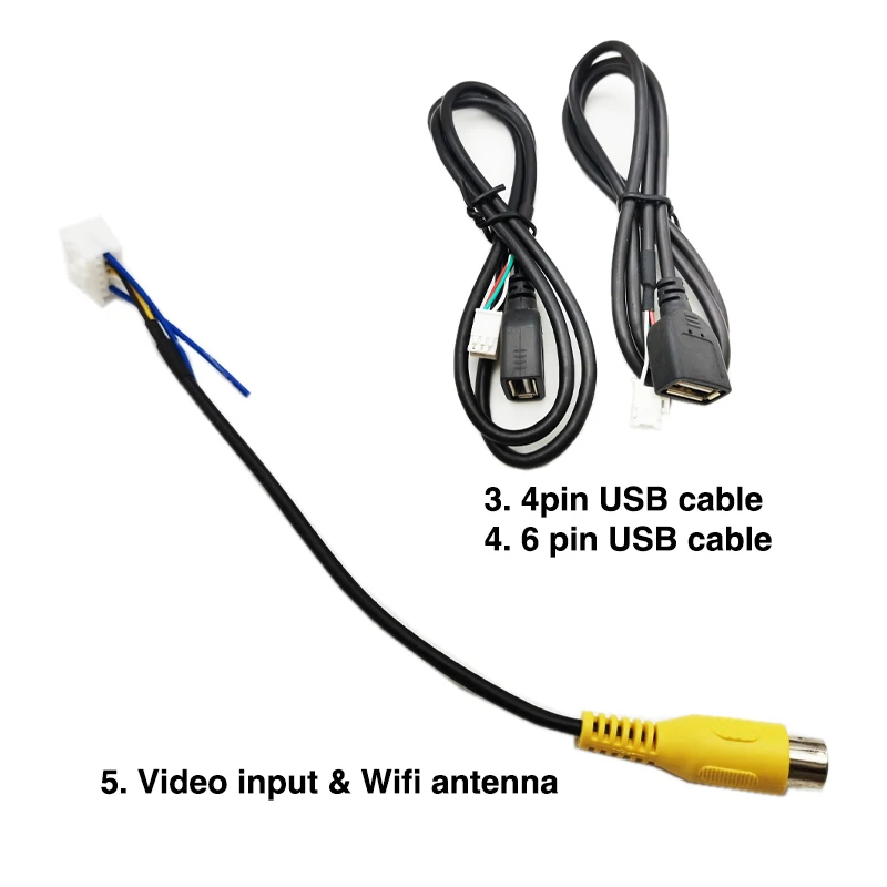 Universal 16 Pin Wiring Harness, USB Adapter, GPS Antenna, Video Audio RCA, Camera Input Cable, for Car Android System Head Unit — view 4