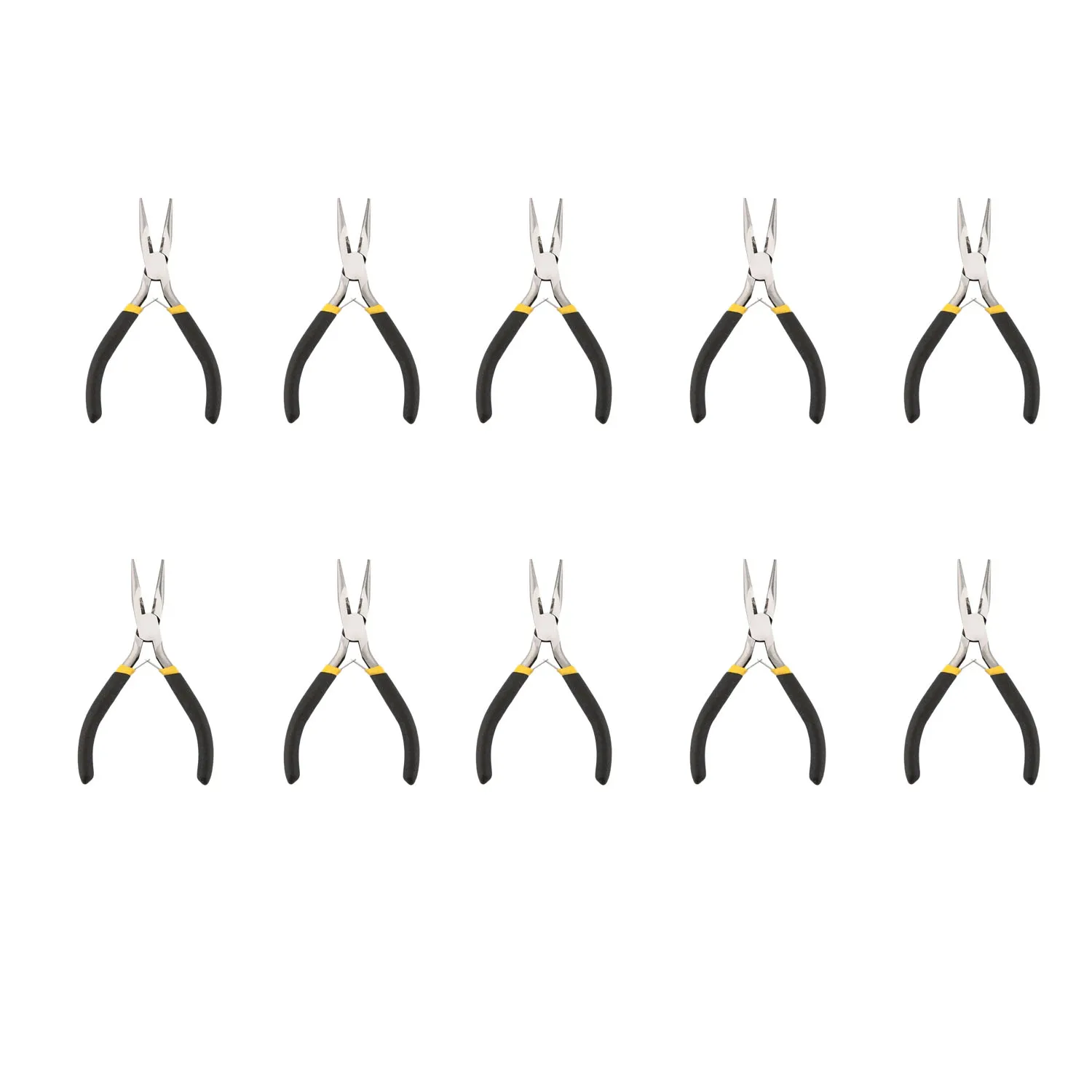 10Pcs Portable Durable Carbon Steel Forging Jewellery Pliers Light Weight Mini Pliers Hand Tools Round Flat Long Nose