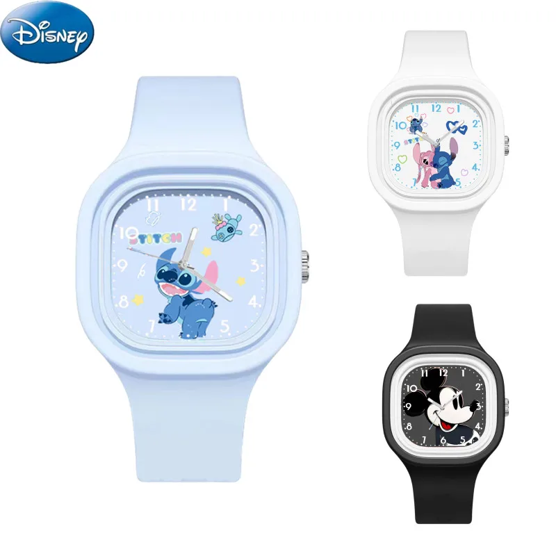 Disney Stitch Children Watch Kawaii Lilo & Stitch Anime Sports Silicone Watch Cartoon Mickey Minnie Watch Kids Toy Gifts