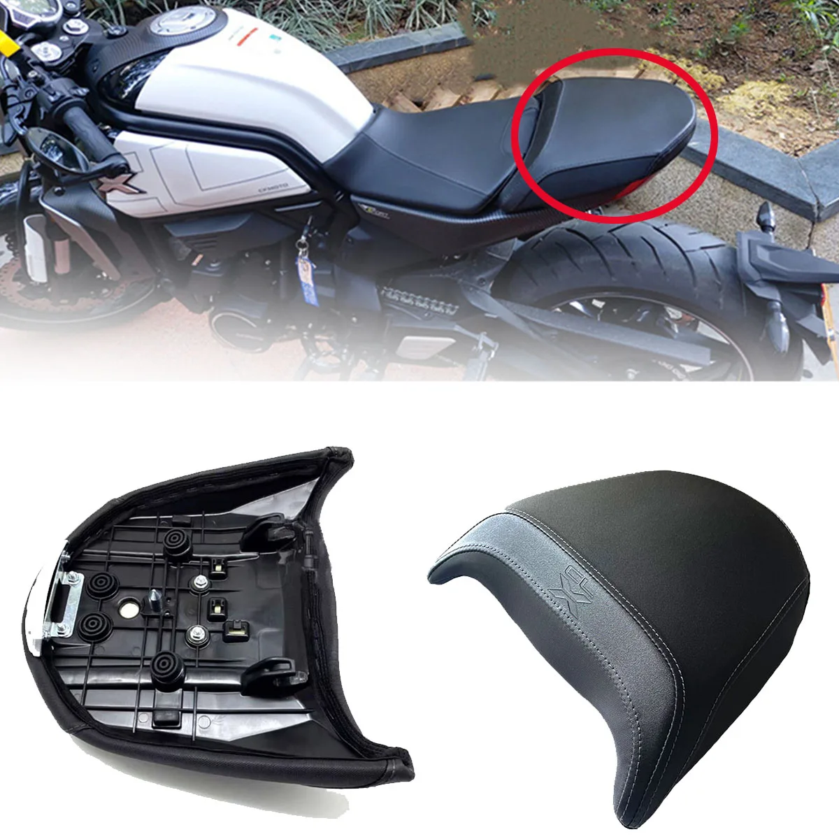

Motorcycle Full Leather Waterproof Seat Cushion Rear Seat Cushion for CFMOTO 700CL-X Sport 700CLX CLX 700