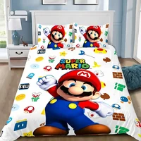 Ensemble de literie sur le thème des jeux d'anime, avec taie d'oreiller 75x50cm, housse de couette imprimée de dessins animés, ensemble de literie pour jeunes filles et garçons, cadeau 2
