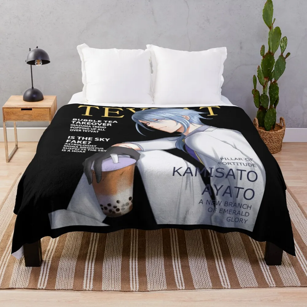 

Ayato Kamisato Genshin Impact Throw Blanket King Flannel Blanket Warm Blanket