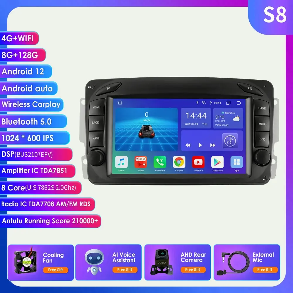ANDROID 13 AUTORADIO für Mercedes Benz W203 Vito W639 W168 Vaneo CLK