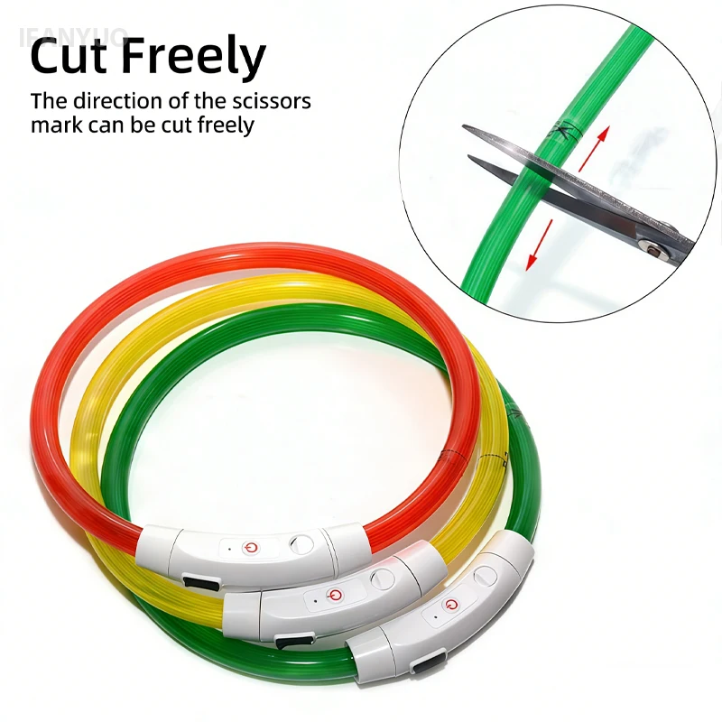 USB Rechargeable Fiber Optic Collar 3 Modes Dog Luminous Charge Collar Detachable Night Led Anti-Lost Cat Necklace Pet Accessory dog collar pet collar pet necklace