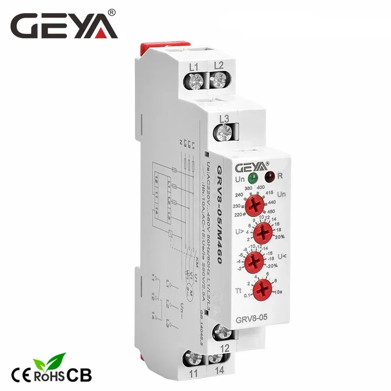 Реле GEYA GRV8-05 для защиты от напряжения с фазовой последовательностью, сбой фазы, асимметричная задержка, приблизительное время