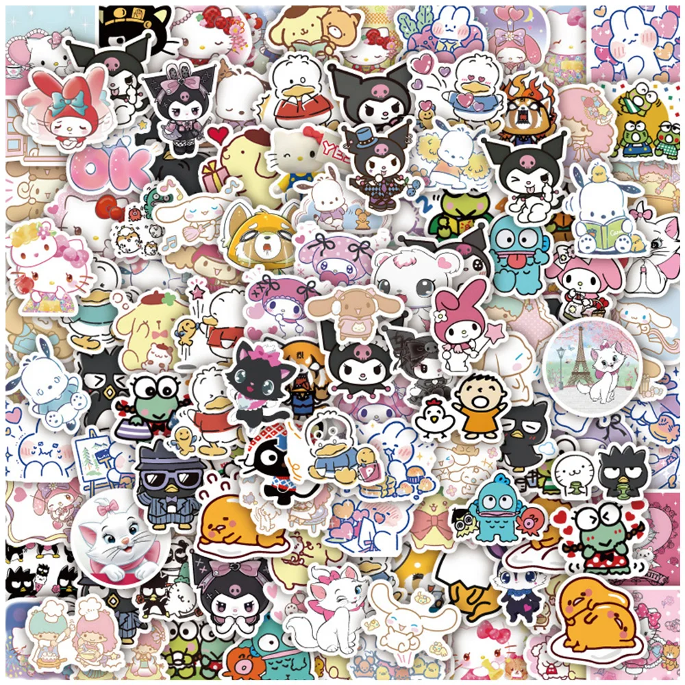 Melody Kuromi Stickers Cartoon Hello Kitty Stickers Sanrio Hello