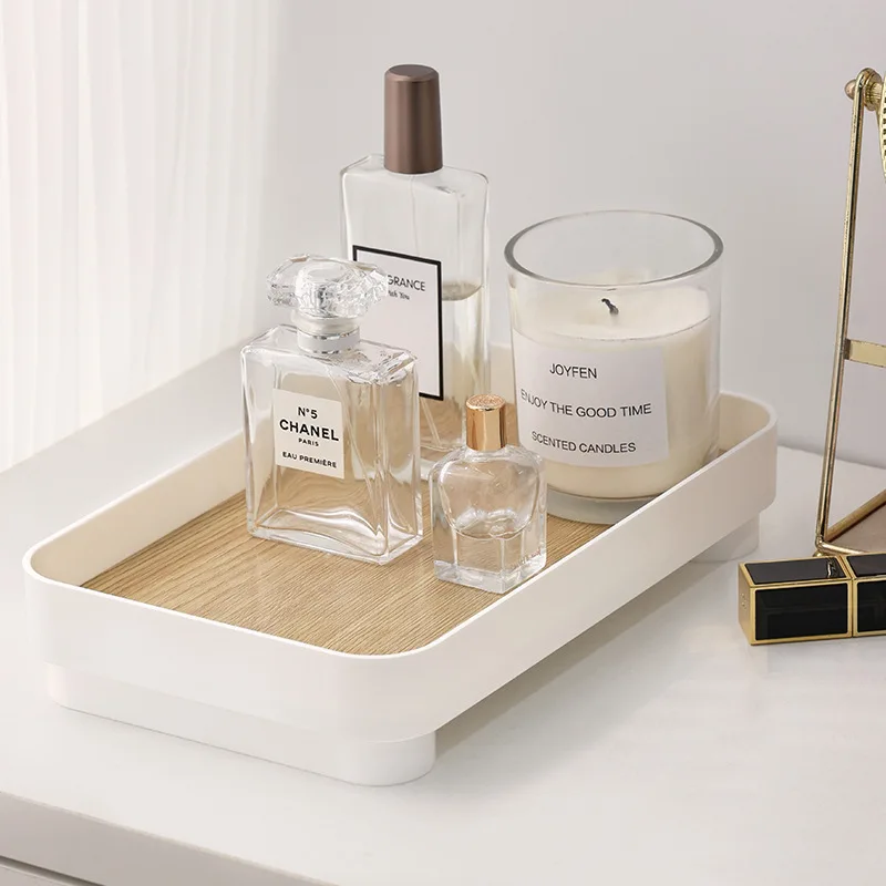 Wooden Desktop Storage Tray Perfume Aromatherapy Dressing Table Cosmetics Storage Box Multi-Function Porch Clutter Key