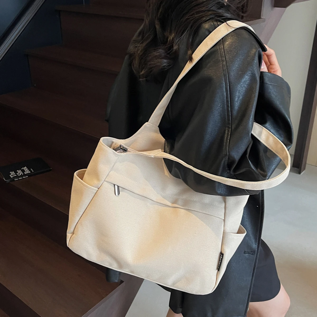 Canvas Bag Women's Tote Bag Large Capacity 2025 New Style Ladies' Fashionable Work Commute Bag High-End Women's Bag Student Class Bag
